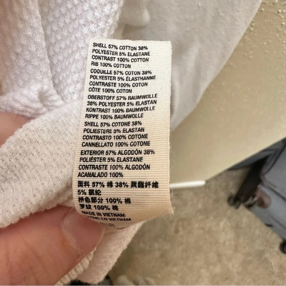 free people white luella tee ivory crochet thermal waffle boho elbow patch M - Picture 7 of 10